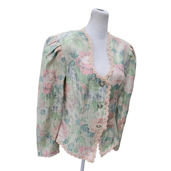 Vintage Nah Nah Collections Women's Floral Print Blazer Jacket Size 11/12 - Picture 8 of 10